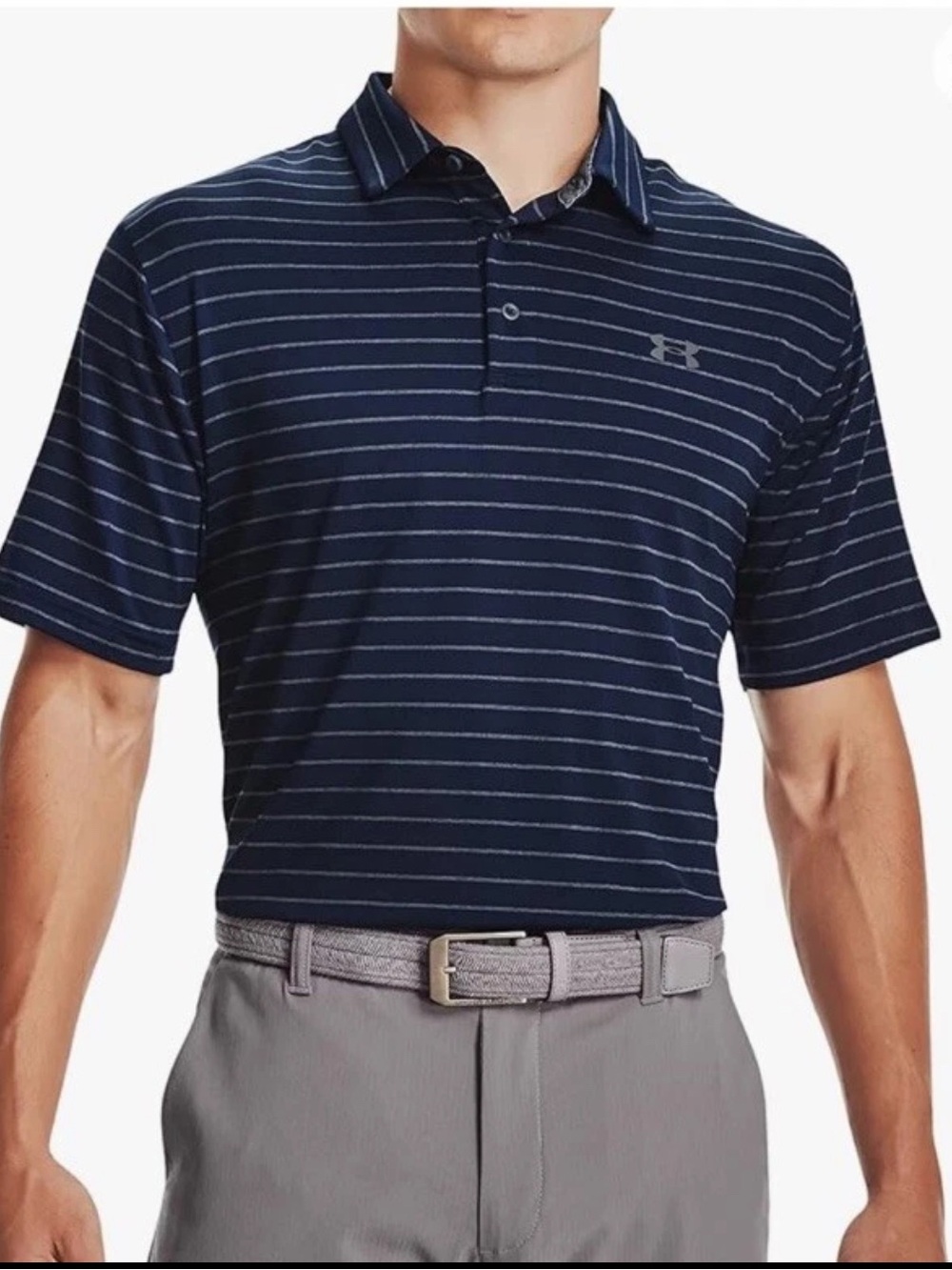 Under Armour Men's Playoff Navy Polo Shirt. Pullover Short Sleeve.  Size Large